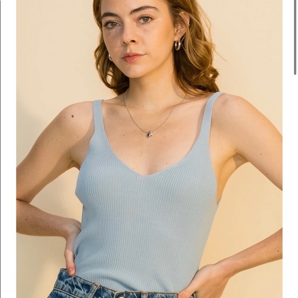 New Ribbed Blue Tank - Picture 2 of 5